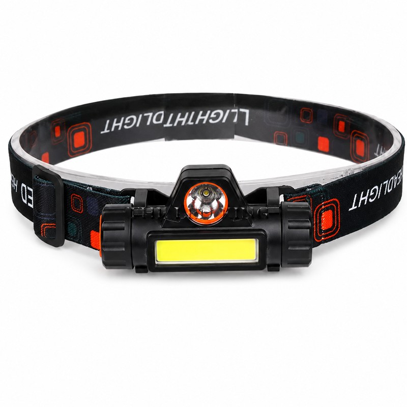 Q5 + COB LED Headlamp with Dual-Beam Lighting, Adjustable Tilt