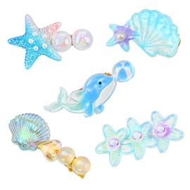 5PCS Cute Ocean Clips Gift for 19 20 21 22 Year Old Girl, Starfish, Shells, Pearls, Dolphins Hair Accessories for Women,Hairs Barrettes or Pins for Daily Wear,Party,Cosplay,Travel