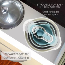 Pantula Plastic Mixing Bowls - Multicolored, Set of 8, Nest for Easy Storage, inculdi...