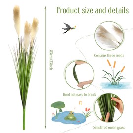 10 Pack Artificial Plants 27 Inch Tall Onion Grass Greenery Fake Grass Faux Greenery Stems Green Artificial Shrubs for Outdoors Plastic Small Bushes for Office Room Gardening Indoor (Brown,)