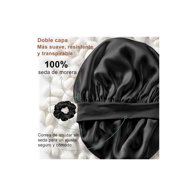 Gorro de Pelo Rizado de Satén, 4PCS Gorro de Seda