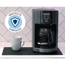 S&T INC. Coffee Mat, Silicone Bar Mat for Coffee Maker and Espresso Machine, 12 Inches x 18 Inches, Silicone Black, 1 Pack