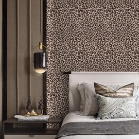 Ismoon Ismoon 17.5'x78.7' Leopard Wallpaper Cheetah Print Peel and Stick Wallpaper y2k Room Decor Funky Contact Paper Bathroom Waterproof Bedroom Brown Yellow Self Adhesive Vintage Texture Vinyl Roll