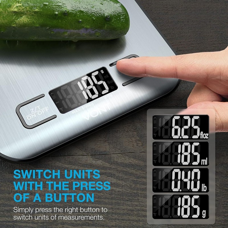 Vont Digital & Mechanical Kitchen Scale w/LCD Screen, 304 Food