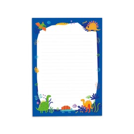 Letter Pad with Envelope for Kids Dinosaur Dinosaur Writing Paper Set (A5 Pad with 25 Sheets + 15 Envelopes)