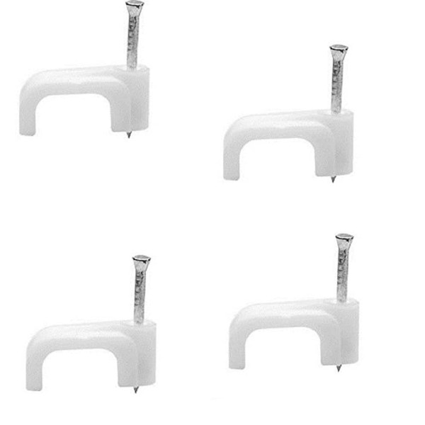 Merriway BH04441 (100 Pcs) Twin Shotgun White Cable Clips for