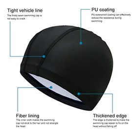 Gorro de Natación, Paquete de 2 Cómodos Gorros de Natación Flexibles Impermeables con Revestimiento de PU con Protección para los Oídos para Mujeres, 