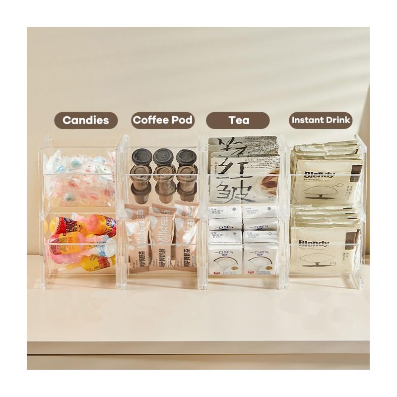CINPIUK 6 Pack Stackable Tea-Bag Holder Space-Saving Clear Coffee Pod