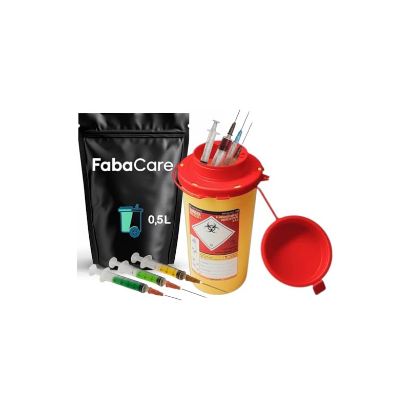 FabaCare Cannula Disposal Container 0.5 Litre for Cannulas, Syringes and