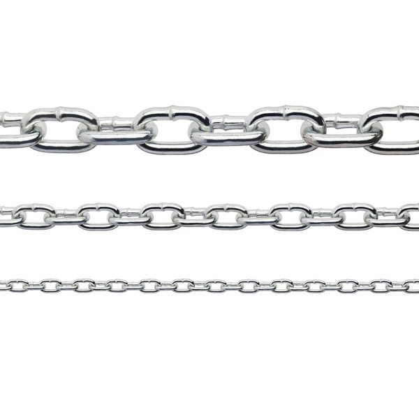 Constrabo® Stainless Steel Chain Short Link DIN 766 1.0 m Diameter 2 mm Stainless Steel 316 (V4A) Stainless Steel Chain Sold by the Metre Round Link Chain Safety Chain Round Steel Chain Anchor Chain