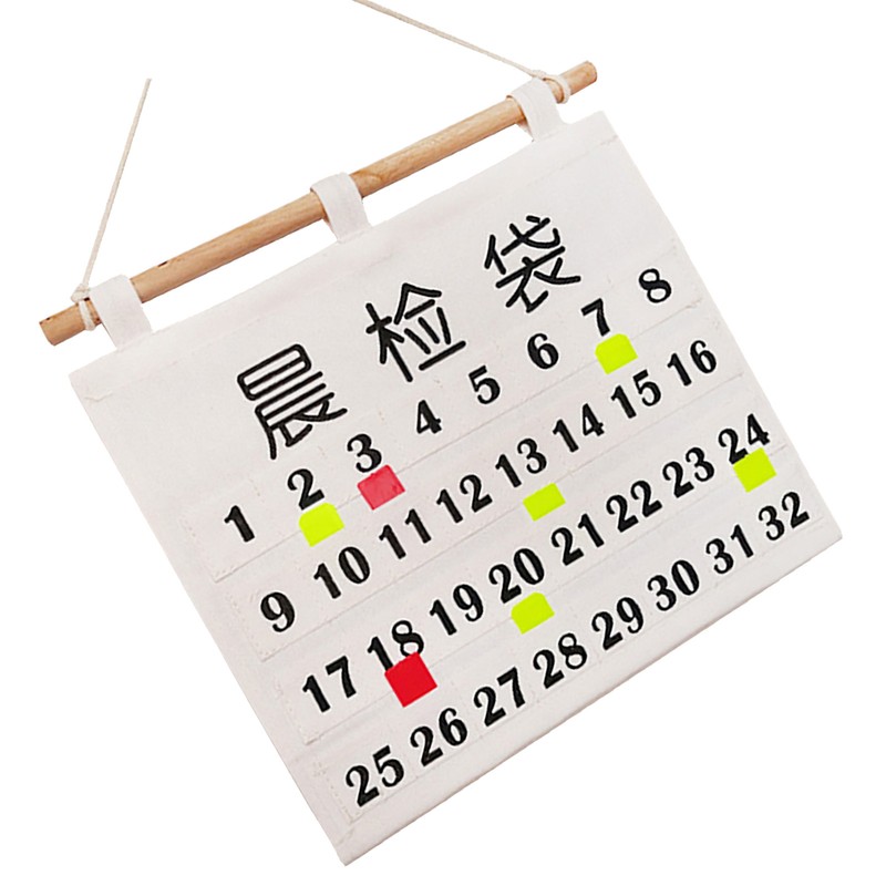 Numbered Calendar Pocket Chart Cotton and Linen Morning Check Classroom