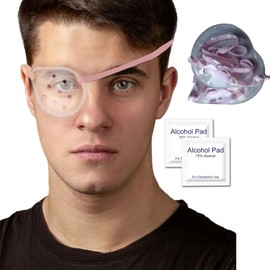 ZBJBinCH Transparent Ventilated Eye Patches 2 PCS Cataract Sur-Gery Recovery Cover Ventilated Patch Gaurd with Tape, Protective Plastic Eye Shield with Adjustable Strap (Pink, 2PCS)