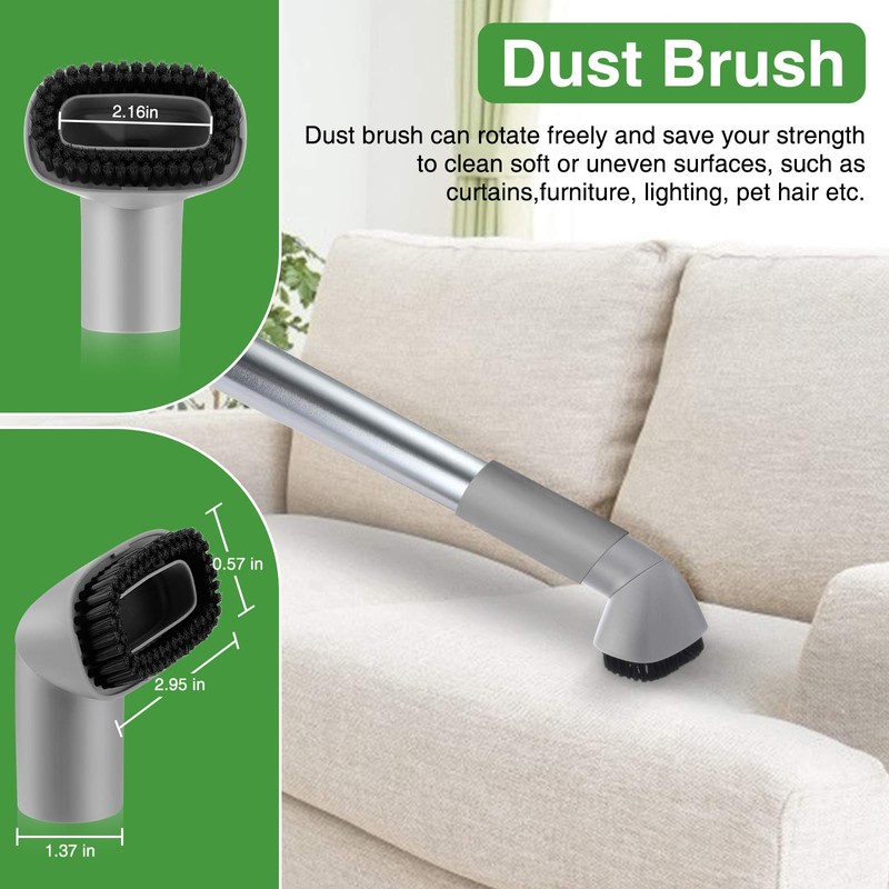 2 Pack Crevice Tool and Dust Brush Replacement Compatible with