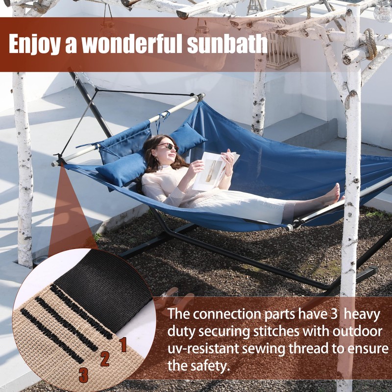 TegerDeger Anti-flip 12FT Hammock Large Hammock 450LB Capacity with Iron