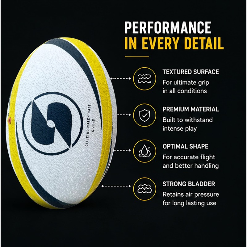 SPORTISH Rugby Match Ball Size 3 - Normal Grip Practice