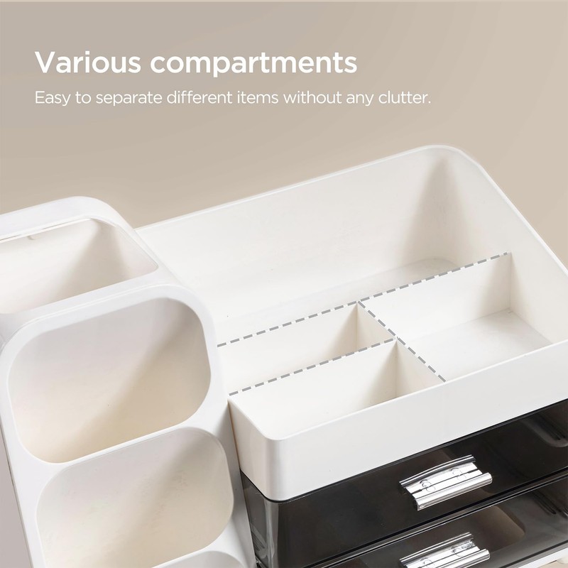 HBlife Makeup Organizer with Brush Holder for Vanity, Large Plastic