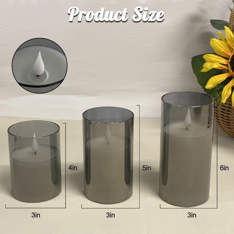 LEDHOLYT Rechargeable Flameless Candle, Flashing LED Pillar Real Wax Candle