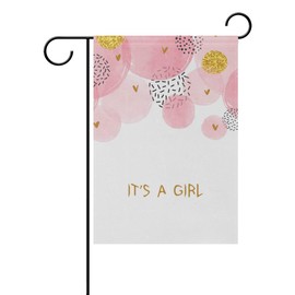 ZZAEO Baby Shower It is Girl Pink Small Garden Flag Vertical Polyester Double-Sided Printed Home Outdoor Yard Holiday Decor-12 x 18 inch