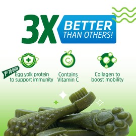 Dogfy Daily Dental Treats for Dogs 5-15 lbs, Crumb-Free, Daily Cleaning to Reduce Plaque & Tartar, Mess-Free, Immunity Boosting, 11-Pack Dental Chews