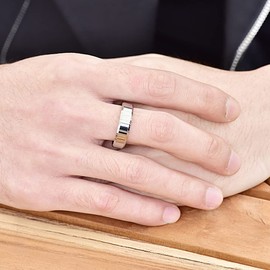 Cloyo Men's Tungsten Ring 6mm Silver Polished Engagement Wedding Band Beveled Edges Size J 1/2