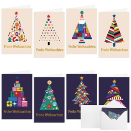 SULOLI Set of 16 Christmas Cards (15.2 x 10.2 cm) Folding Cards with Colourful Caricature for Christmas Gifts Family and Friends
