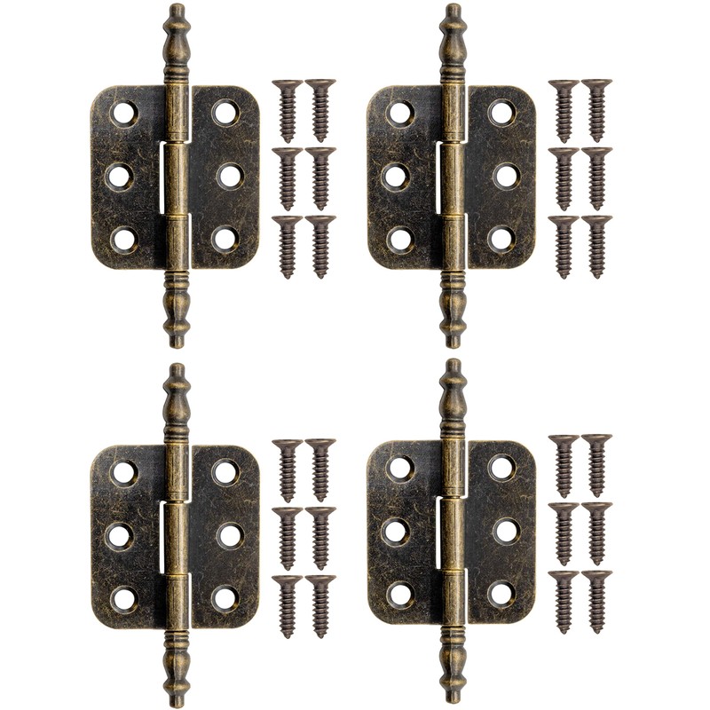 Fuxxer® 4 x Antique Hinges, Metal Hinges, Iron Hinges, Vintage