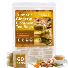 Turmeric Ginger Cinnamon Tea Bags, Premium Turmeric, Ginger, Cinnamon Tea Bags, 100% Natural & No Additives & Caffeine Free (60 bags)