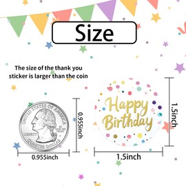 Heyfibro 500 PCS Happy Birthday Sticker, 1.5" Birthday Sticker for Kids, Round Birthday Label for Gift Packing, Envelope Sealing & Party Decoration