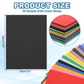 PATIKIL 20 Pcs Black EVA Foam Sheets, 11.8 x 7.87 Inches 1mm Thick Foam Sheets for Crafts Flexible DIY Handcraft Scrapbooking Art Supplies