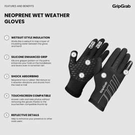 GripGrab Neoprene Cycling Gloves Wet Weather Thermal Windproof Anti-Slip Full Finger MTB Gravel Road Bike Bicycle Glove