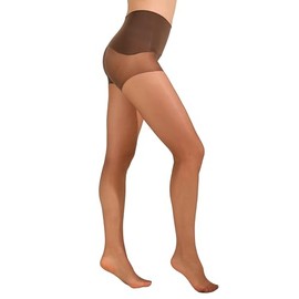 EVERSWE Women's Seamless Control Top Tights 15D, No Seam Pantyhose (Brown, M-L)