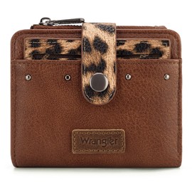 Montana West X Wrangler Small Womens Wallet Leopard Print Women's Wallets, Card Cases & Money Organizers Small Bifold Card Wallet with Removable ID Window