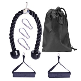Hosioe Cable Machine Attachment Set Triceps Pull Down Rope with Resistance Band Handle and Carabiner