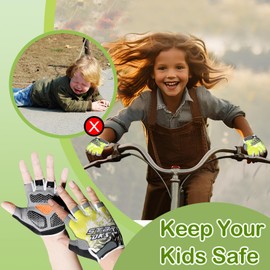 CubePlug Kids Boy Girl Cycling Climing Half Finger Gloves GEL Padded BMX Bike Fingerless [SPI] (M, Yellow)