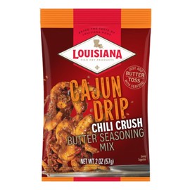 Louisiana Fish Fry Cajun Drip Chili Crush Butter Seasoning Mix - Seasoned Butter Sauce for Seafood - 2 oz. Bag (Pack of 1) - Just Add Butter and Toss with Seafood - Add a Burst of Flavor to Your Boiled Seafood with Cajun Drip