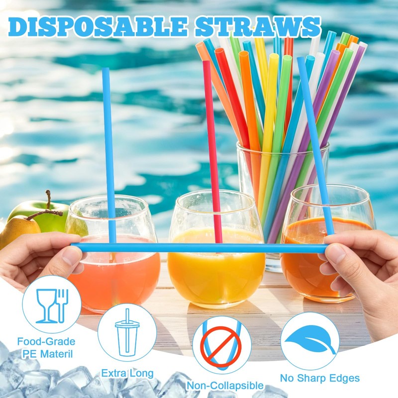 1000pcs Colorful Disposable Drinking Plastic Straws Bulk