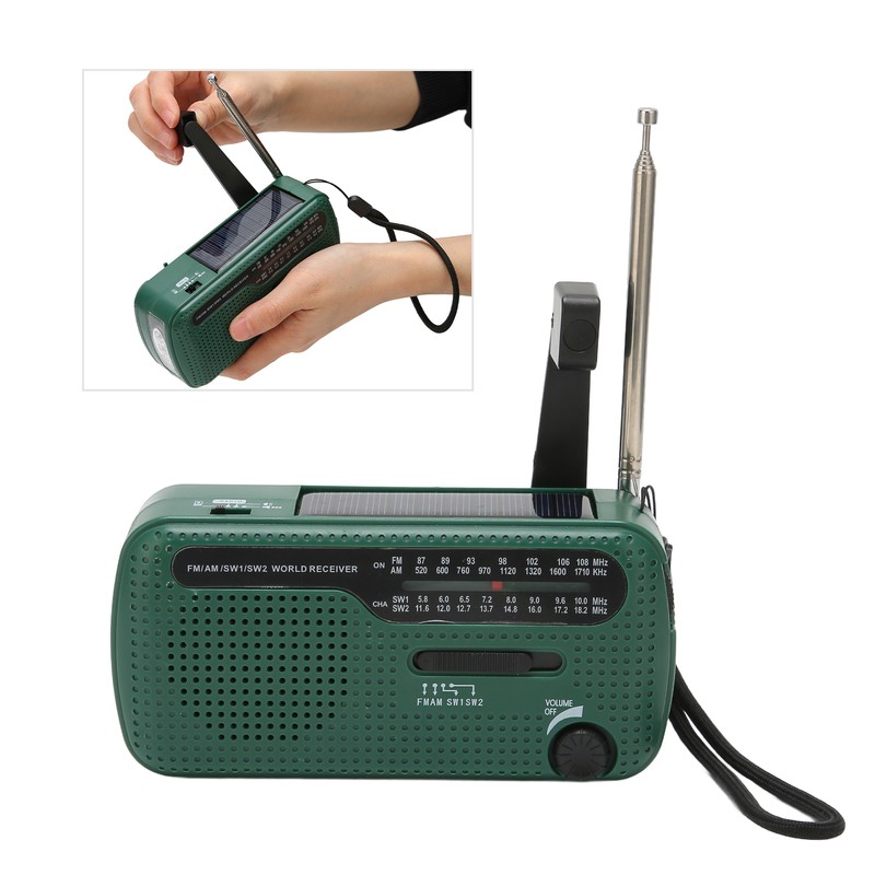 Hand Crank Solar Radio AM FM SW1 SW2 Camping LED