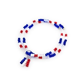 Red White and Blue Ankle Bracelet, Seed Bead Anklet, 4th of July Summer Anklet, Multi Layer