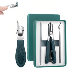 Eagle Beak Beveled Nail Clippers, Wide Jaw Opening Anti-Splash Slanted Nail Clippers Set, Super Sharp Oblique Large for Thick Nails, Seniors & Ingrown Care (Green)