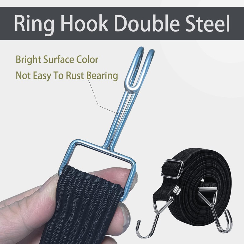 Adjustable Elastic Straps with Hooks, Set of 4 Extra Strong