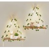 Mkono Artificial Ivy Macrame Hanging Shelves with Lights Set of