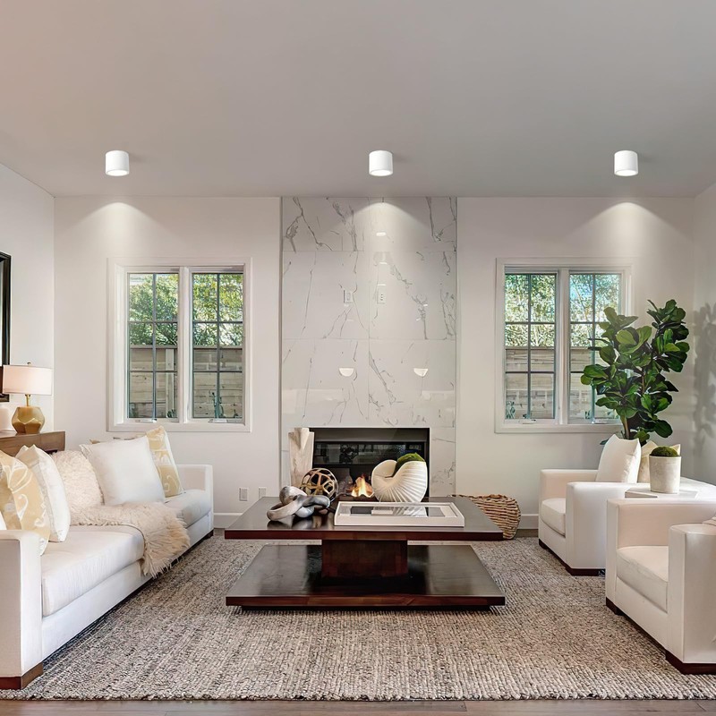 Gleonlux Surface-Mounted Ceiling Spotlight, White, IP44, Surface-Mounted Spotlight with GX53