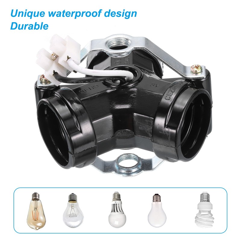 PATIKIL E26/E27 Medium Base 3 Light Cluster Socket, 1 Pcs