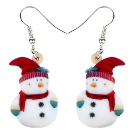 BAMAY Christmas Acrylic Cute Skating Snowman Earrings Dangle Novelty Jewelry Gifts for Women Girls Charms (Multi)