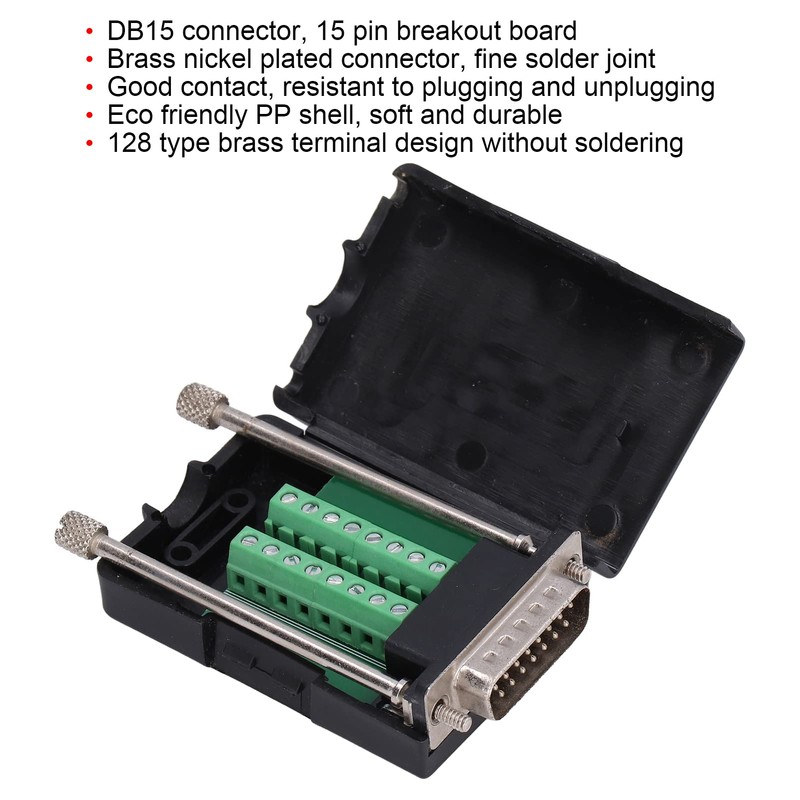 DB15 Breakout Plug, D SUB Male Solderless Serial to DB15
