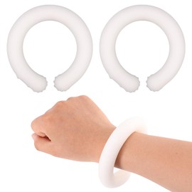 2pcs Wrist Cooling Tubes, 3.74in Diameter Reusable ICY Wrist Pack Cooling Bracelet Wearable Wristband Ring for Hot Weather Summer Outdoor Indoor Heat Dissipation(White)