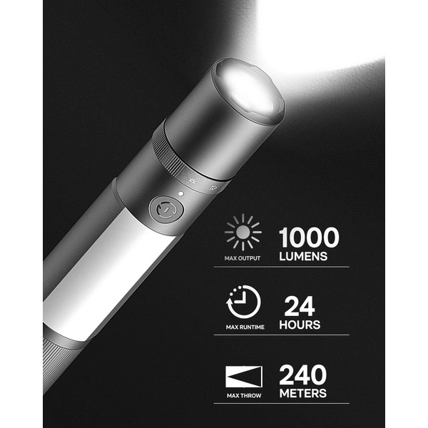 HOTO HOTO Emergency Flashlight Rechargeable, Magnetic LED Flashlight High Lumens