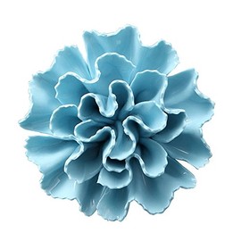 AMERRY 3D Flower Wall Art, Handmade Porcelain Decor for Home & Office (Blue, Carnation, 3.15")