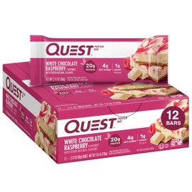 Quest Nutrition- High Protein, Low Carb, Gluten Free, Keto Friendly, 12 Count White Chocolate Raspberry