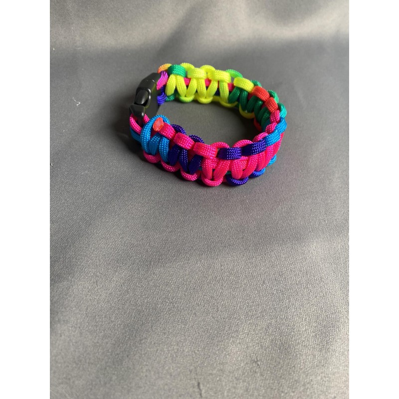 Solid Paracord 550 Bracelets - 1 Pack (S, Rainbow)
